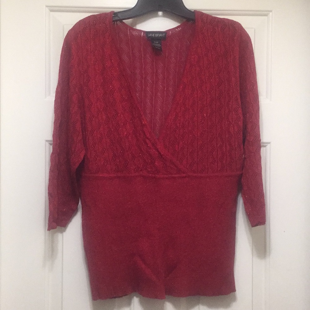 Last Chance! Lane Bryant blouse Dark Red w sparkly